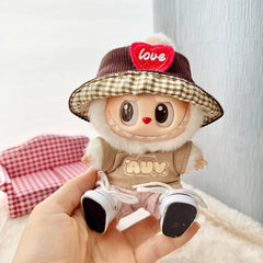 Au Brown Two-Piece Set + Brown Heart Hat + White Canvas Shoes