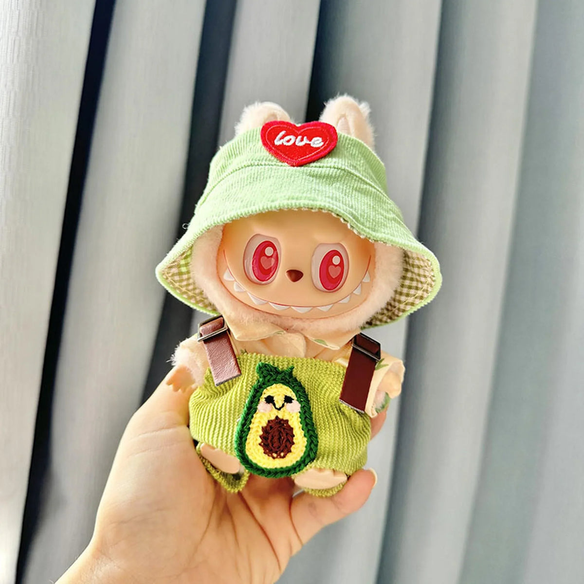 Avocado Overalls Set + Green Heart Hat