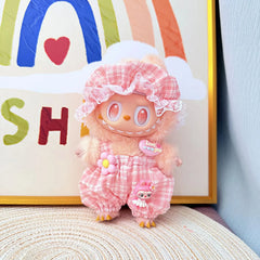 Baby Hat & Plaid Overalls Set In Pink