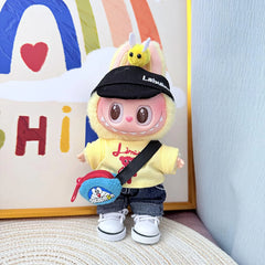 Bee Doraemon Outfit + Black Bubu Cap + White Canvas Shoes