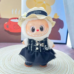 Black Brimmed Hat + Black Princess Shoes + Elegant Black Bag + Pearl-Trimmed Chanel-Style Black Outfit