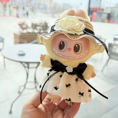 Black-Brimmed White Straw Hat + Camellia Bow Dress