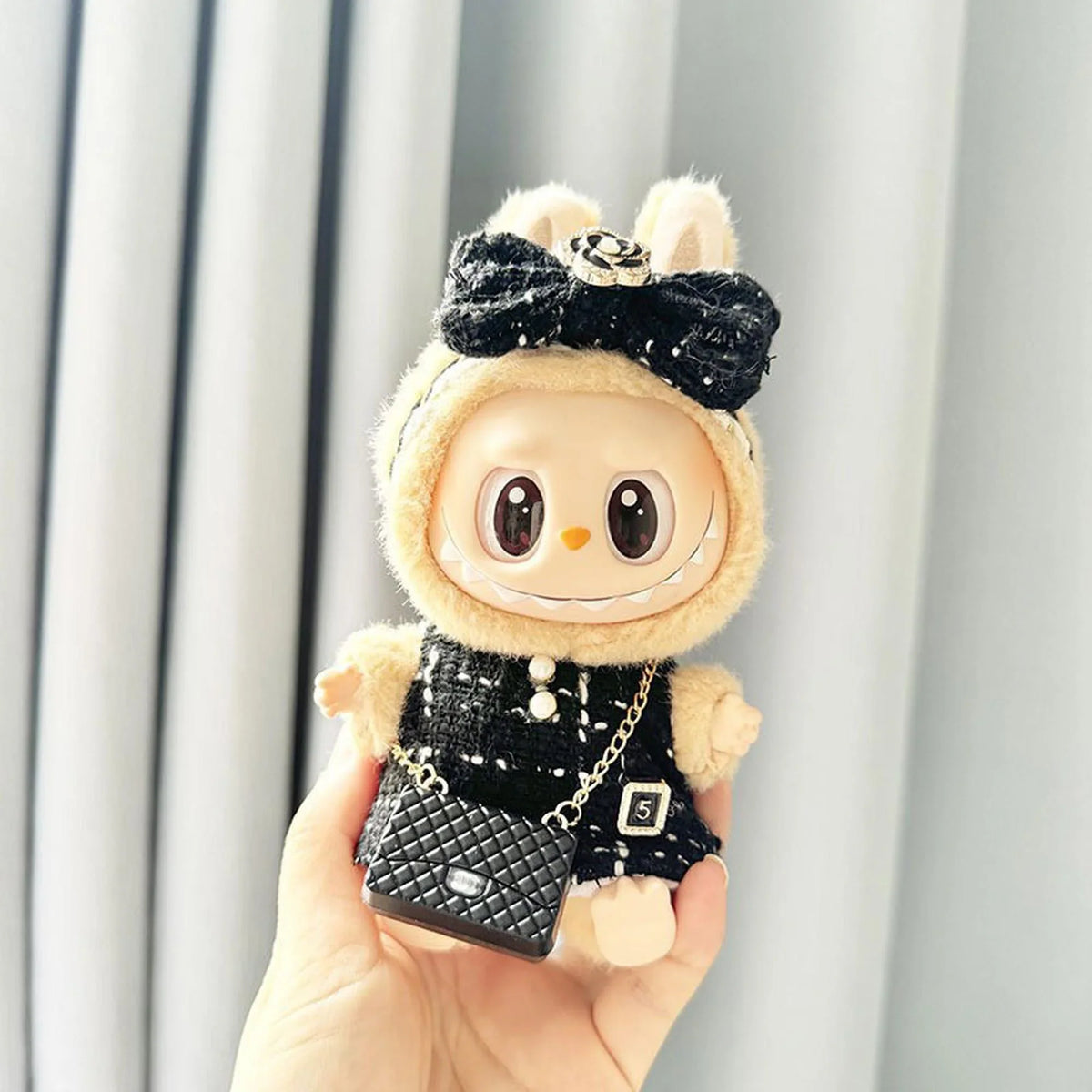 Black Camellia Flower Charm + Mini C Bag
