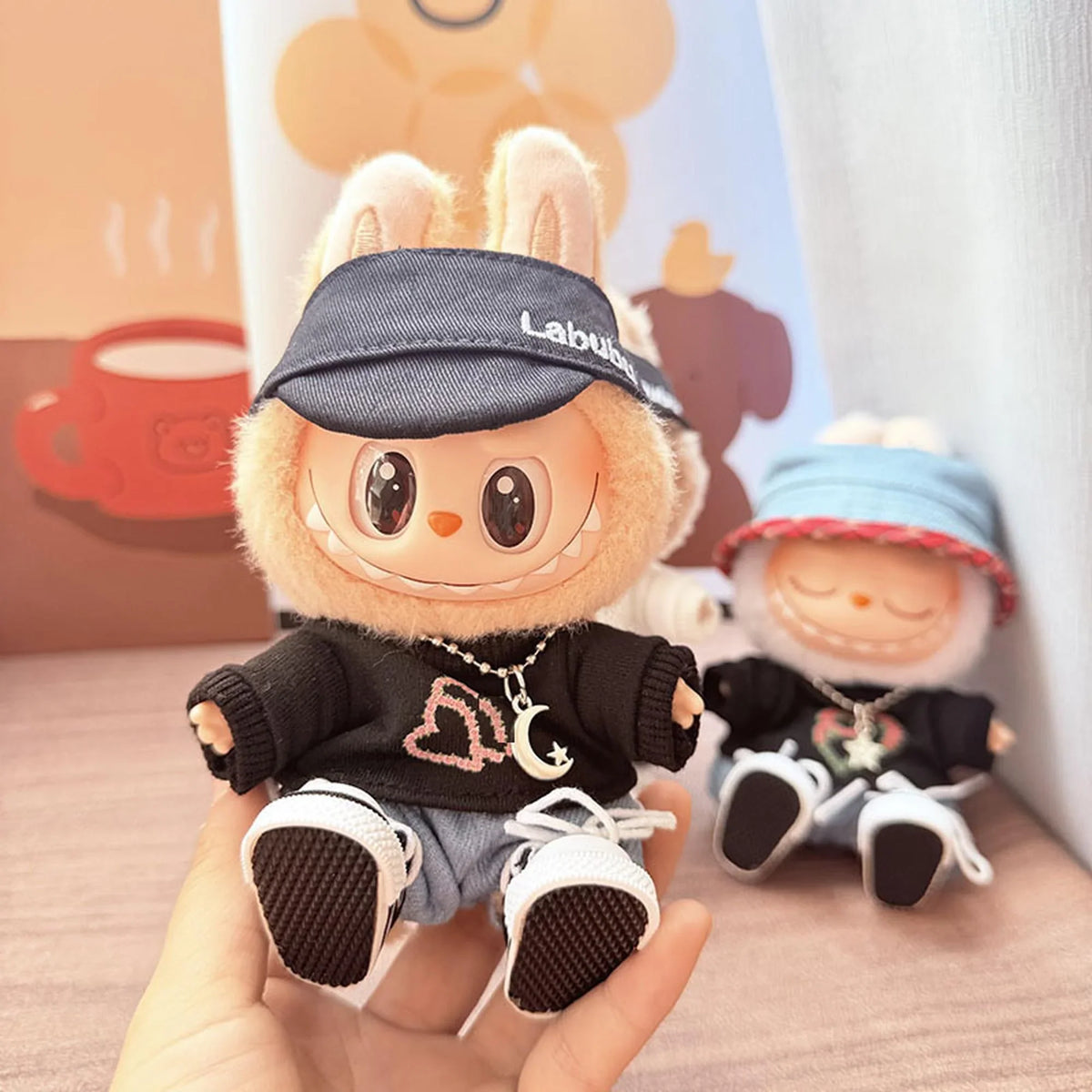 Black Canvas Shoes + Black Bubu Cap + Rose Heart Black T-Shirt Set