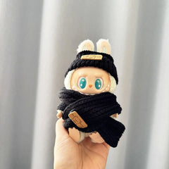 Black Flipped-Brim Bear Hat + Black Bear Scarf