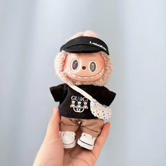 Black Ggt + Khaki Pants + White V Bag + White Canvas Shoes + Black Bubu Hat