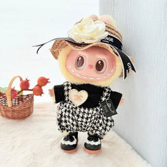 Black Princess Shoes + Brown Camellia Hat + Heart Houndstooth