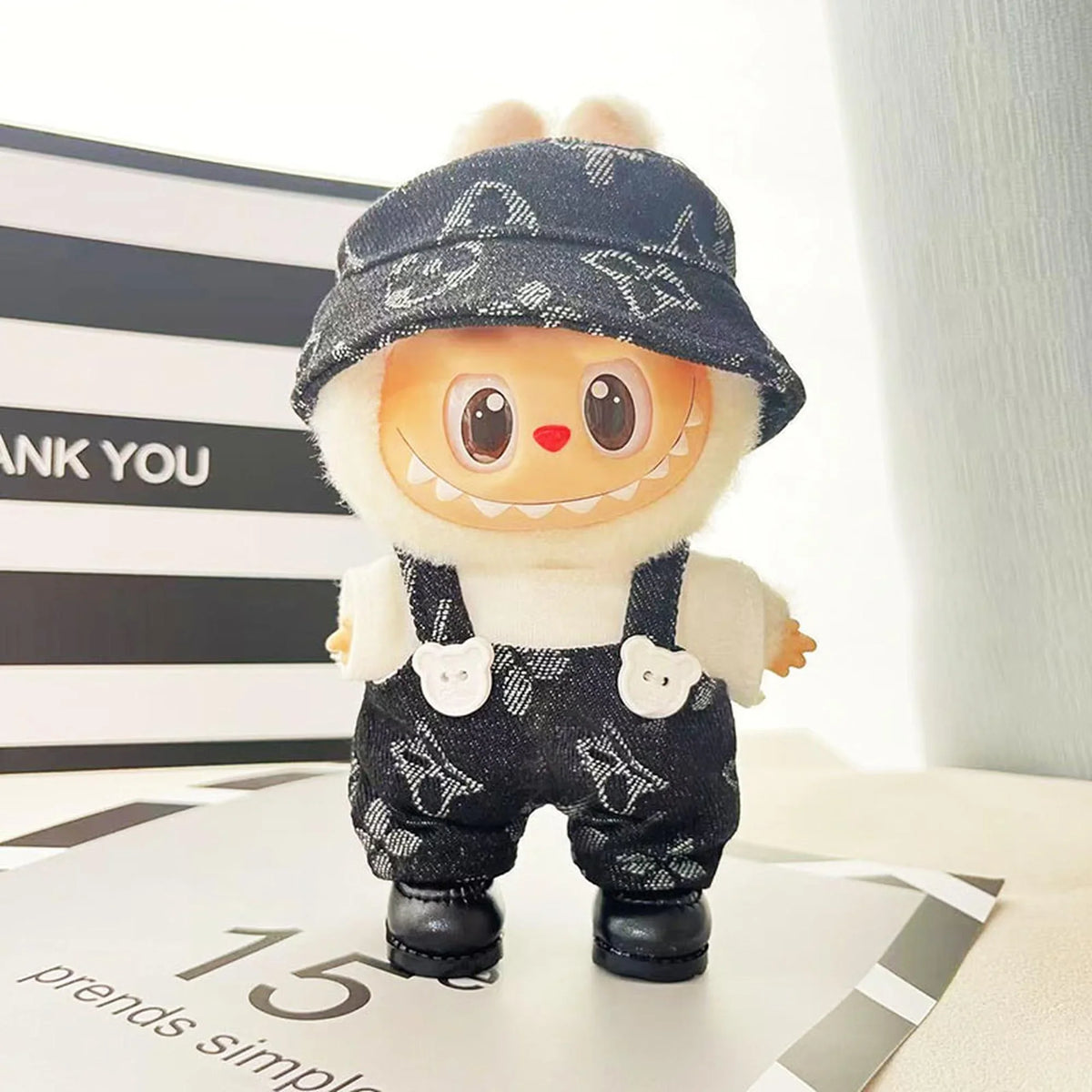Black Square-Toe Shoes + White Tee + Black Designer Hat + Black Designer Overalls