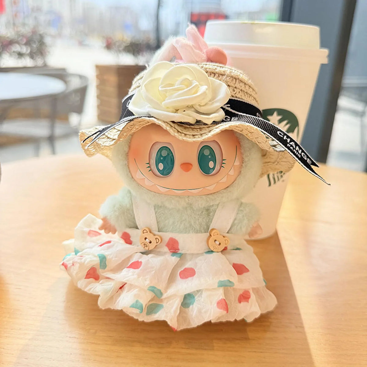 Black-Trimmed White Straw Hat + Crinkled Yellow Dress