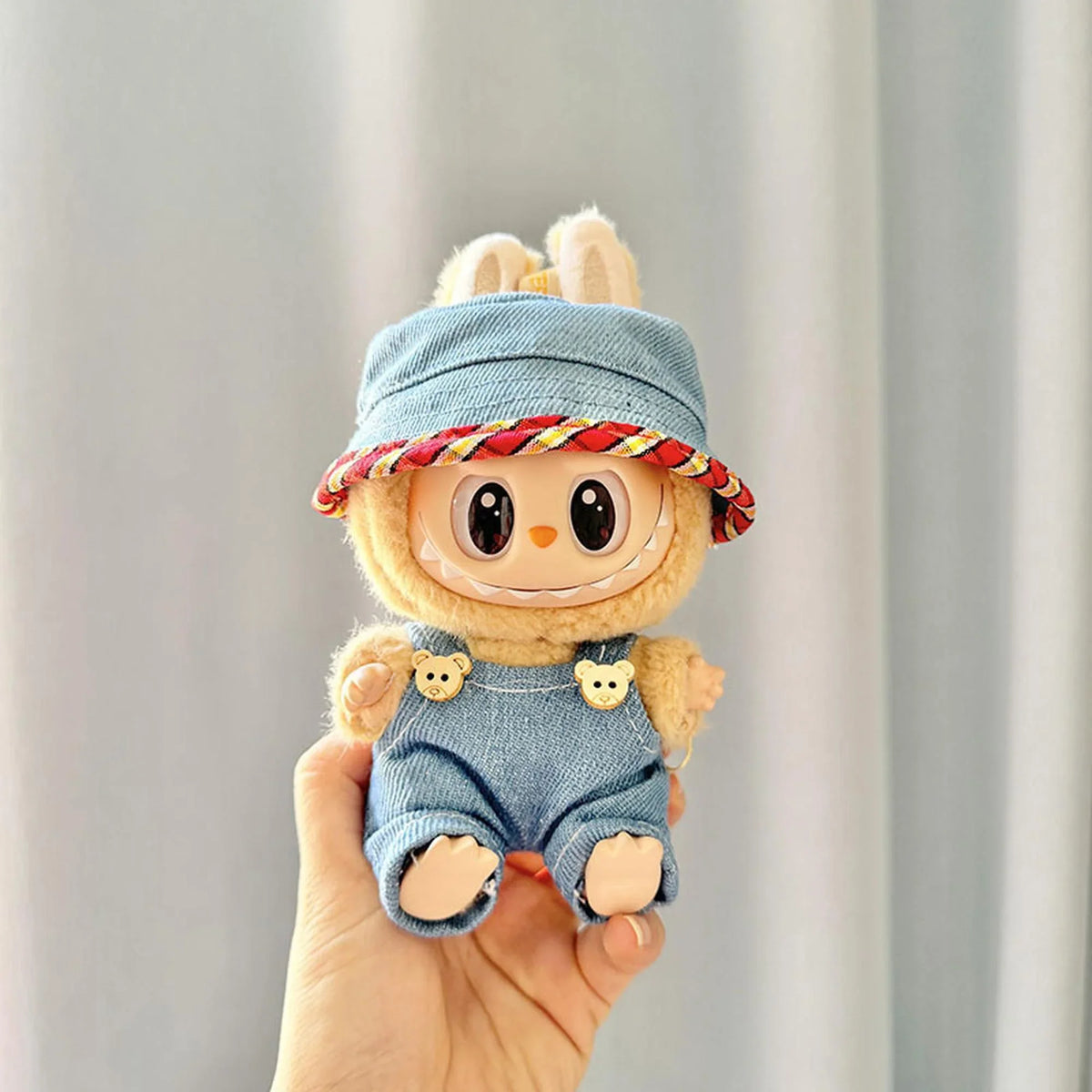 Blue And Red Trim Denim Hat + Cowboy Suspenders Set