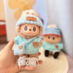 Blue B Bag + White Canvas Shoes + Blue Turn-Up Cap + Sky Blue Bear Brand Sweater