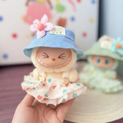 Blue Bunny Hat + Wrinkled Heart Dress In Blue