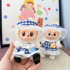 Blue Grid Pastoral Dress + Kd Blue Camera + White Square-Toe Shoes