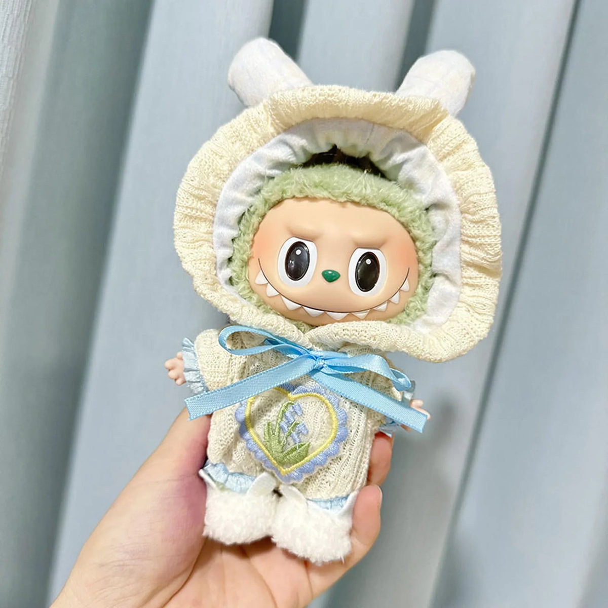 Blue Knitted Bunny Ear Hoodie