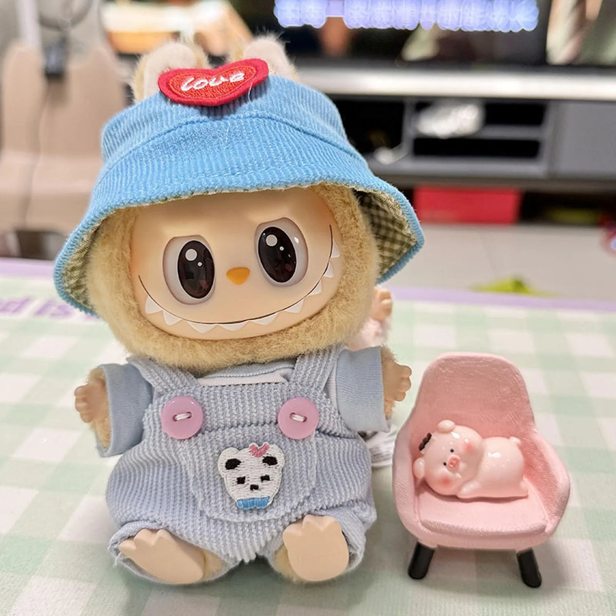 Blue Pocket Suspenders + Red Heart Blue Hat