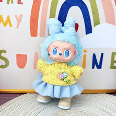 Blue Sweater Jelly Skirt + Kd Yellow Leather Shoes