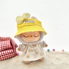 Bright Yellow Handmade Hat + Cherry Bunny Dress 3-Piece Set