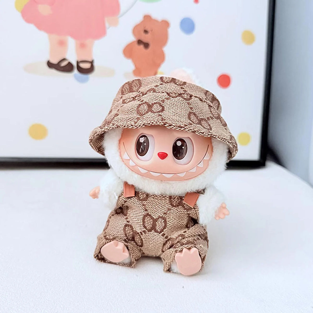 Brown 8-Grid Pattern Suit Set
