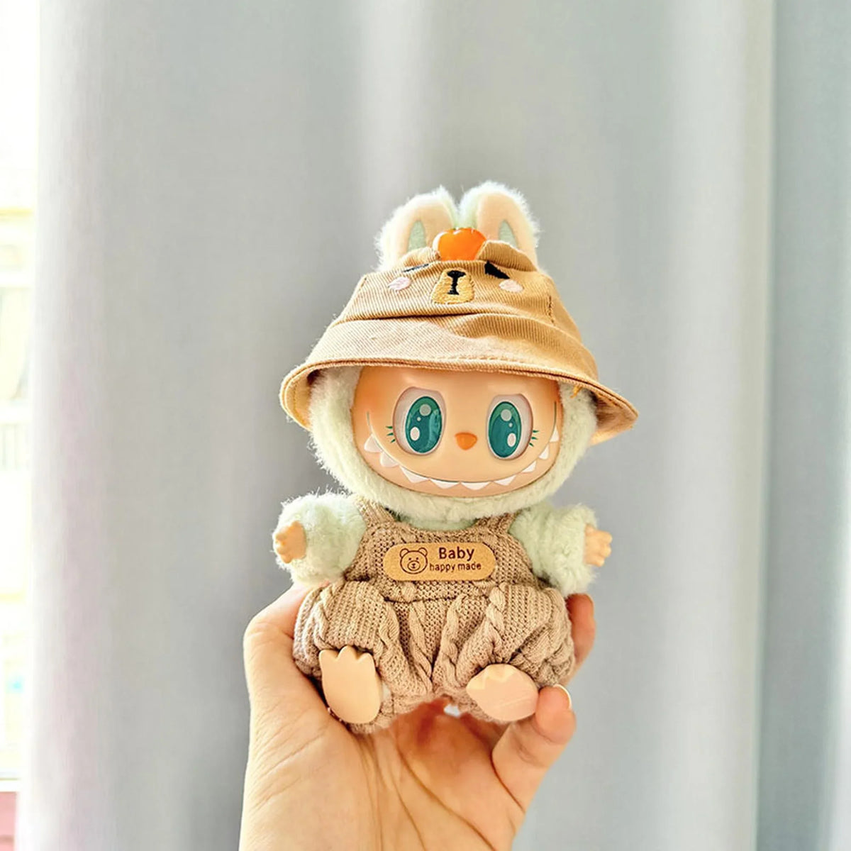 Brown Persimmon Bear Hat With Pendant + Brown Teddy Bear Logo Bubble Overalls