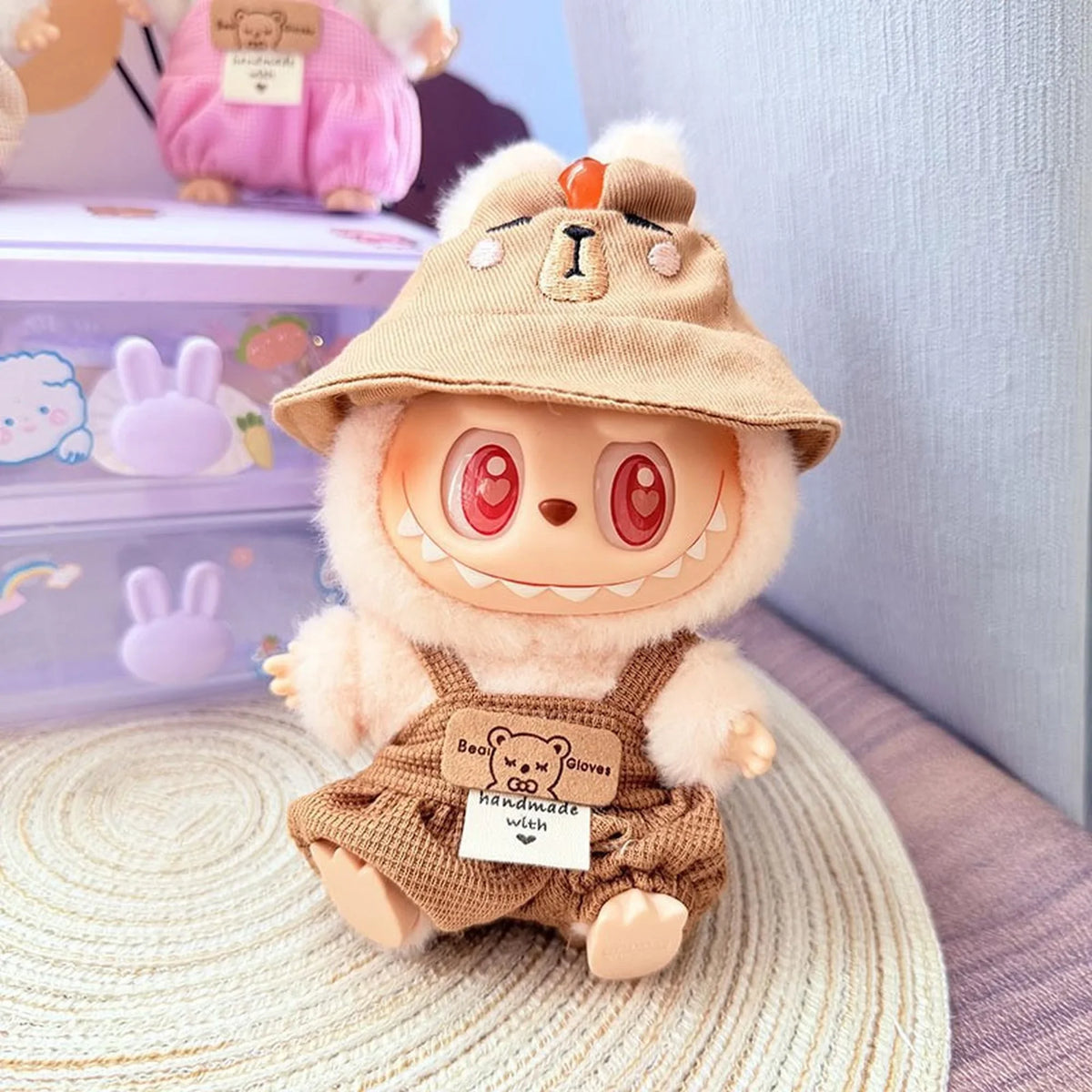 Brown Persimmon Hat + Brown Checkered Overalls