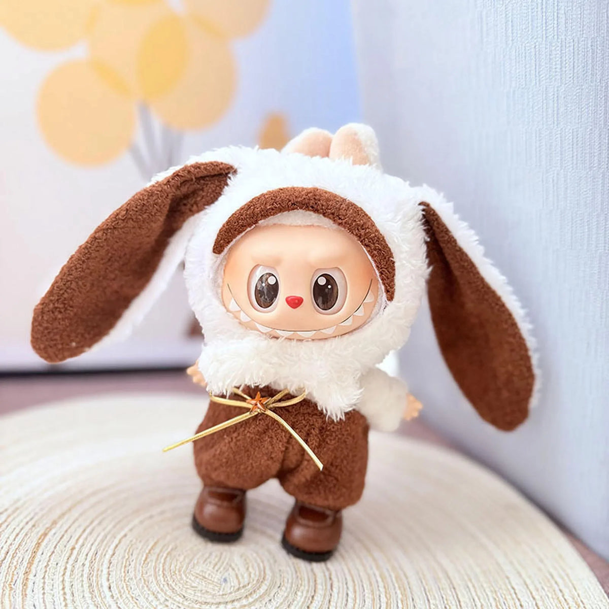 Brown Square-Toe Shoes + Brown-Eared Bunny Outfit Set