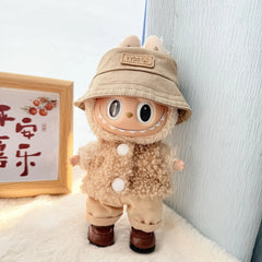 Brown Square-Toe Shoes + Brown Yyds Fisherman Hat + Brown Double-Buckle Sweater