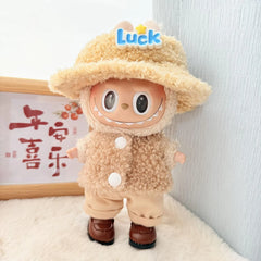 Brown Square-Toe Shoes + Luck Hat + Brown Double-Buckle Loop Sweater Two-Piece