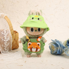 Charm Shiba Inu Overalls + Green Dino Hat