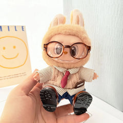 Chocolate Academia Style + Blue Jeans + Leopard Print Glasses + Brown Square-Toe Shoes