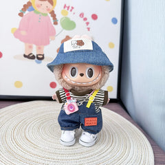 Couple Bear Hats + Colorful Suspenders Set In Dark Green + White Canvas Shoes + Kd Pink Camera