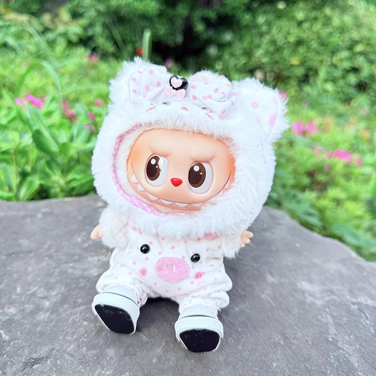 Cute Cat Hat + Pink Polka Dot Piggy Romper + Pink Canvas Shoes
