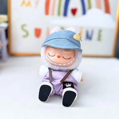 Denim Snapback Hat + Purple Crown Belt Overalls Set + Purple Canvas Shoes