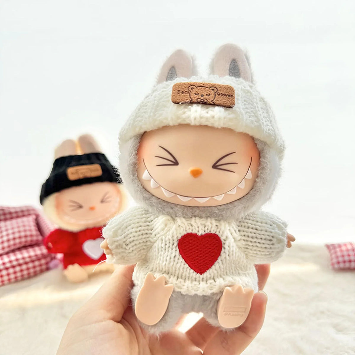 Embroidered Red Heart + White Turn-Up Hat