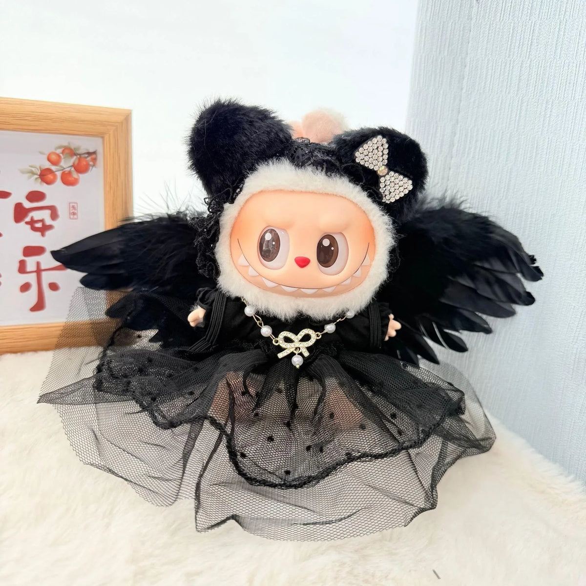 Feathered Headband Black Angel 5-Piece Set