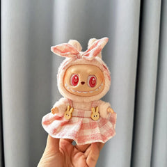 Fresh Pink Plaid Skirt With Pendant