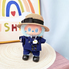 G-Dragon Navy Blue Suit Set + Flat Brim G-Dragon Cap + Black Square-Toe Shoes