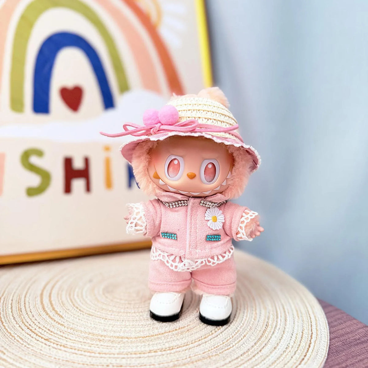 G-Dragon Pink Suit Set + Pink Straw Hat + White Square-Toe Shoes