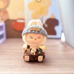 Gray Flipped-Brim Hat + Brown Bottle Suspenders