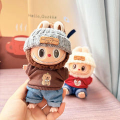 Gray Flipped-Brim Hat + Milk Tea-Drinking Bear Hoodie