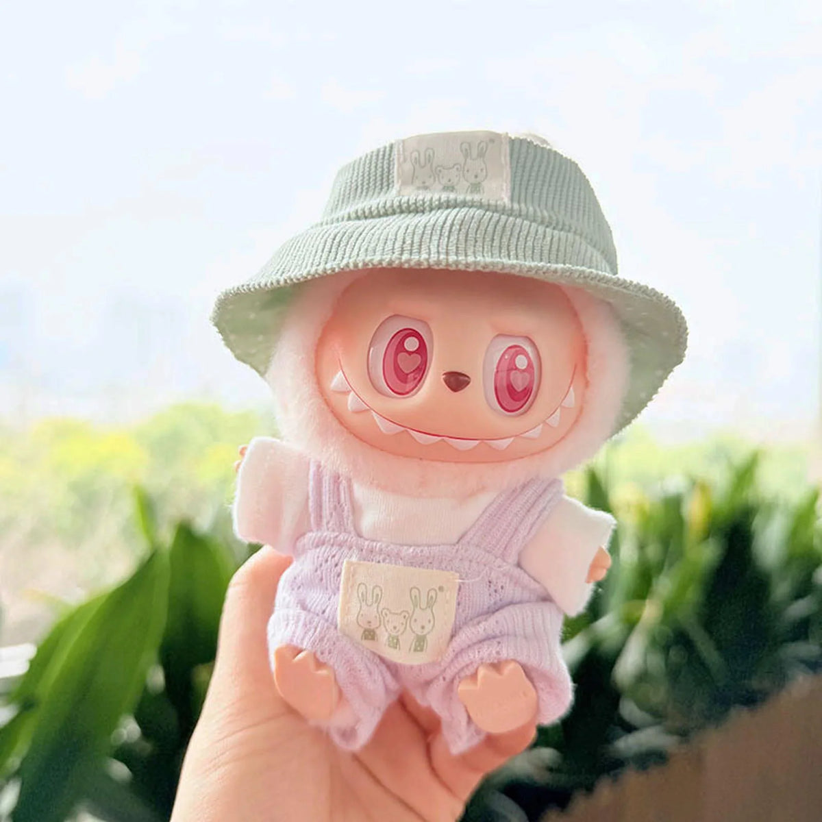 Green Bunny Hat + Refreshing Suspenders Outfit Purple