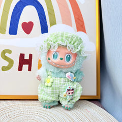 Green Checkered Overalls Set With Baby Hat