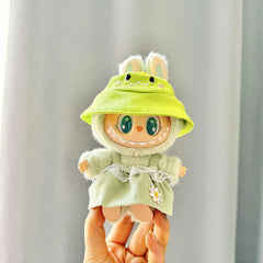 Green Dinosaur Clip-On Hat + Green Daisy Overalls
