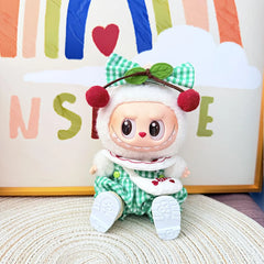 Green Grid Cherry Set + Kd White Leather Shoes