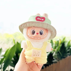 Green Heart Hat + Refreshing Suspenders Outfit In Yellow