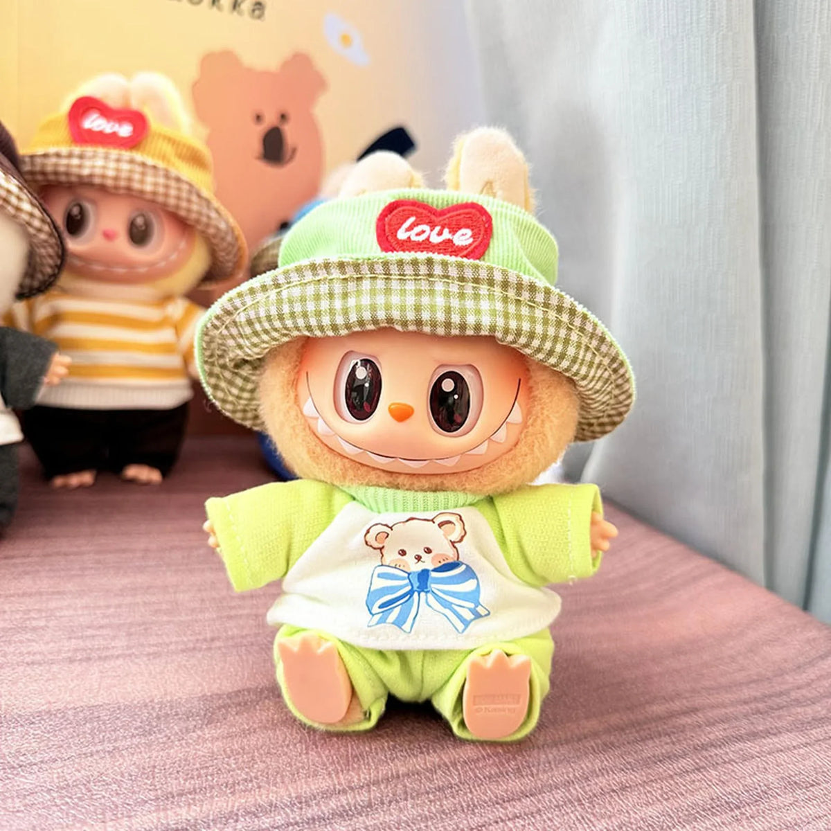Green Heart Hat + Sj Green Bear Short-Sleeve T-Shirt Two-Piece Set