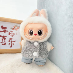 Grey Double Button Loop Sweater Two-Piece Set