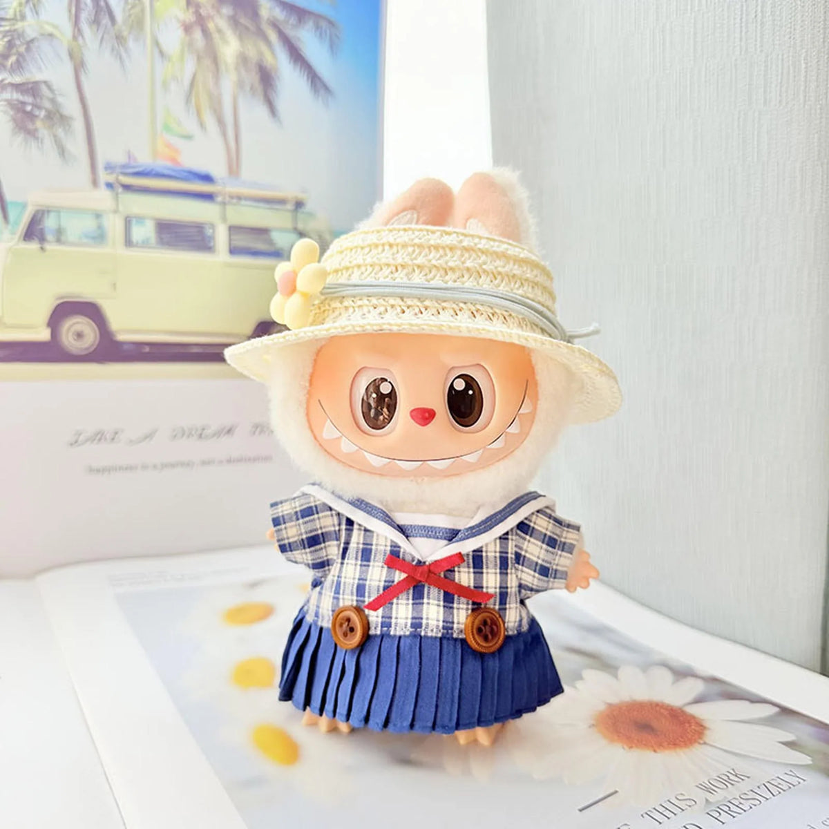 Honey Sailor Dress With Yellow Flat Brim Hat