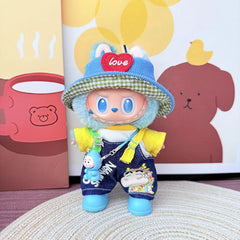Justdot + Little New Blue Overalls + Blue Heart Hat + Blue Rain Boots + Blue Plush Baby Bag