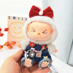 Kd Black Camera + Checkered Bear Denim Overalls Set