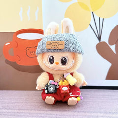 Kd Black Camera + Gray Flipped-Brim Hat + Red Bottle Suspenders